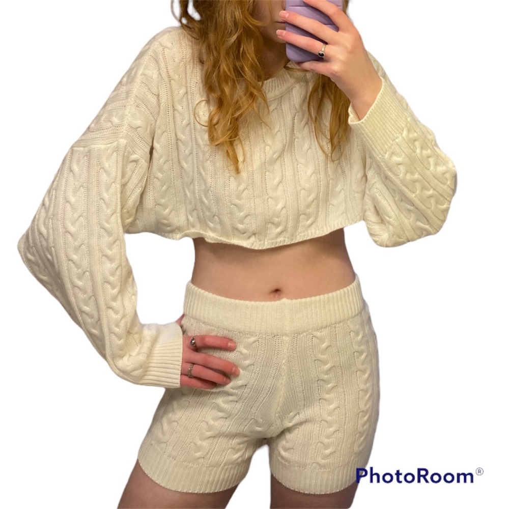 Fashion nova white knit set
